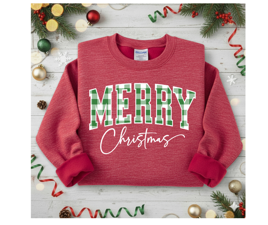 Heather Red Merry Christmas Crewneck