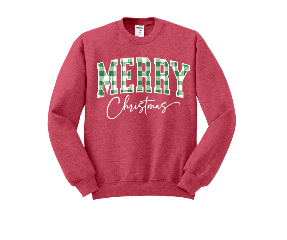 Heather Red Merry Christmas Crewneck